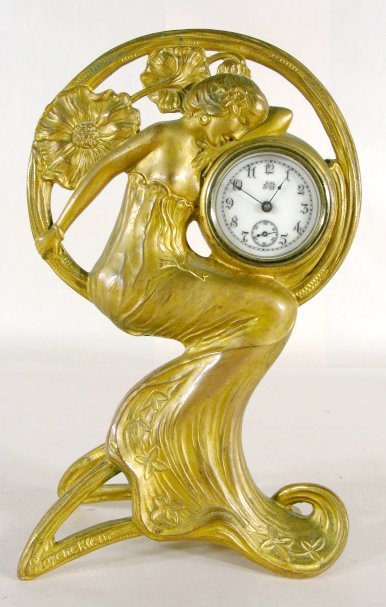 Jennings Bros Art Nouveau Lady Clock