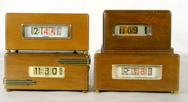 4 Vintage Deco Wooden Electric Clocks