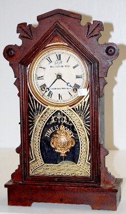 Ansonia Walnut Franklin Bank Shelf Clock