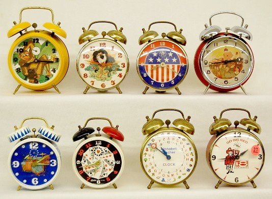 1960’s-1970’s Group of 8 Bell Top Alarm Clocks