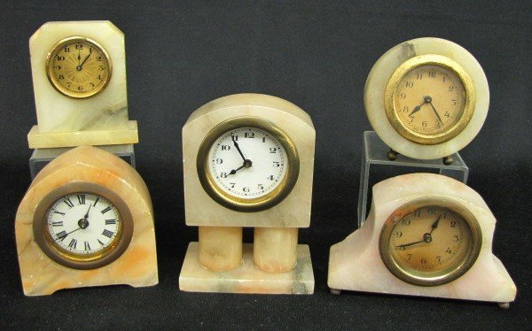 5 Vintage Alabaster Dresser Clocks