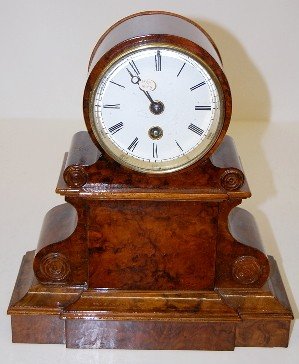 R. Fagf French Burled Case Mantle Clock