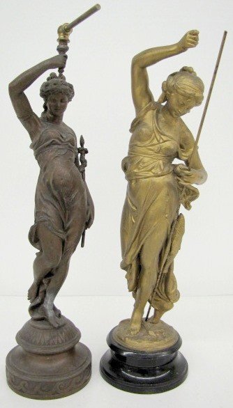 2 Lady Statue Clock Bases