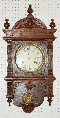 Antique Oak Waterbury Study Wall Clock