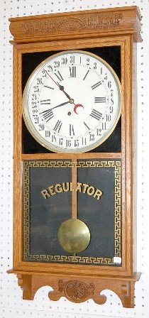 Ingraham Oak Calendar Store Regulator Clock