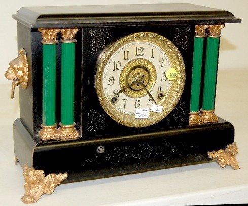 Ingraham Black Enamel “Climax” Mantle Clock