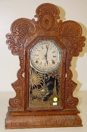 Pressed Oak Ingraham “Gila” Calendar Clock