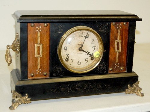 Ingraham Black Enamel Mantle Clock