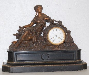 Large Antique French Lady Statue Clock