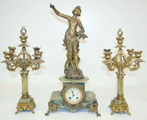 Auguste Moreau 3 Piece Lady Clock Set