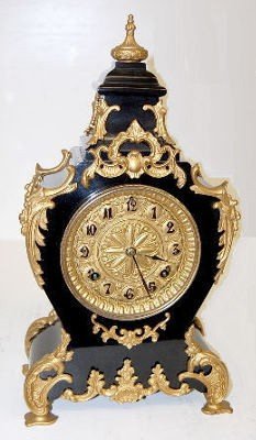 Ornate Waterbury “Louis” Iron Case Mantle Clock