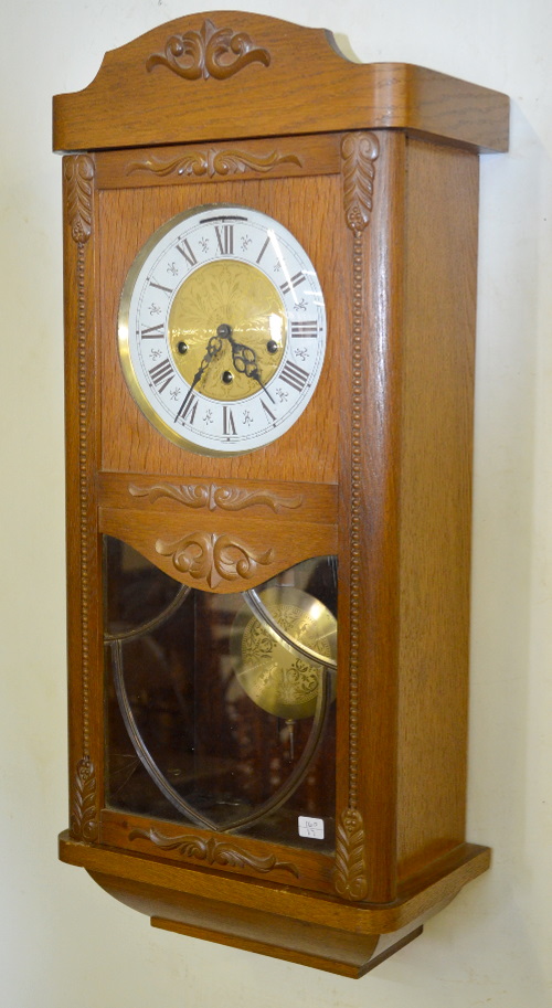 Contemporary German Westminster Chime Oak Box Clock
