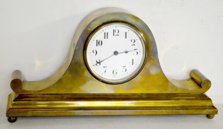 Antique French Brass Scroll Dresser/Desk Clock