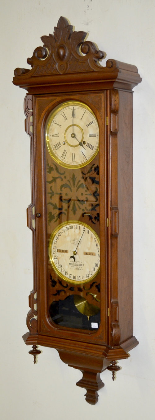 Ithaca No. 3 Vienna Hanging Calendar Clock, REPLICA