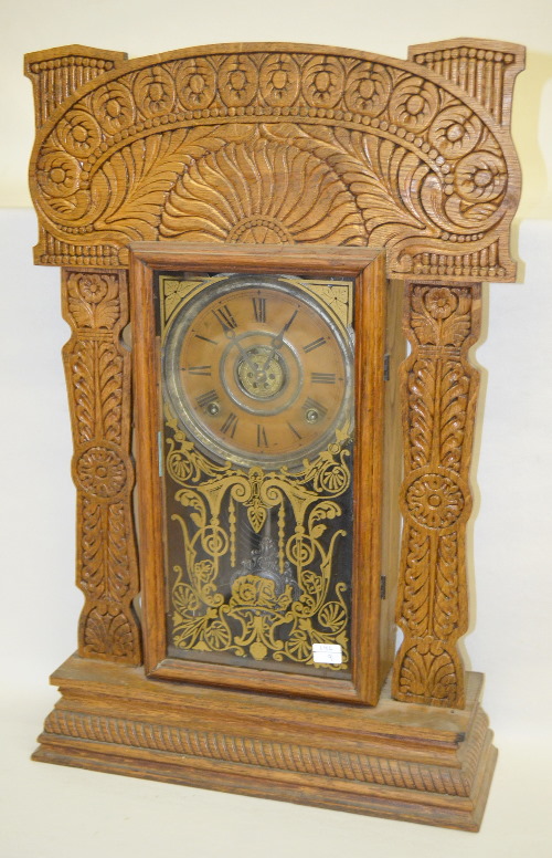 Antique Oak New Haven “Atlantic” Kitchen Clock