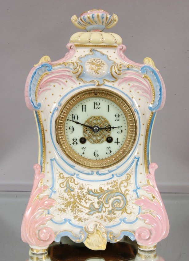 French Serves style Porcelain Mantel clock