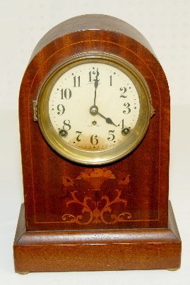 Seth Thomas Inlayed Mahogany Mantel Clock
