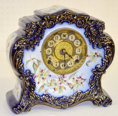Gilbert No. 411 Blue Porcelain Mantel Clock
