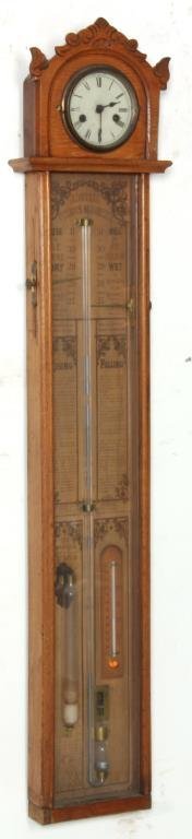 Wall Hanging Stick Barometer & Clock