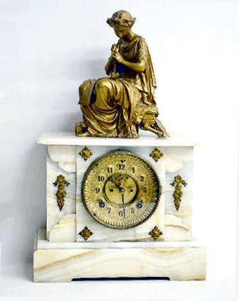 Ansonia White Onyx “Almont” Mantel Clock