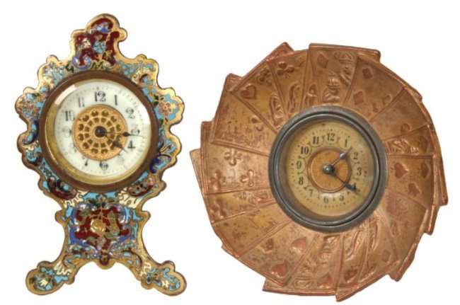 2 Brass Novelty Desk Clocks