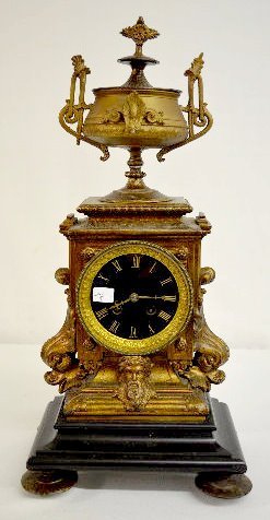 Japy Frères Urn Top Mantel Clock w/ Dolphins