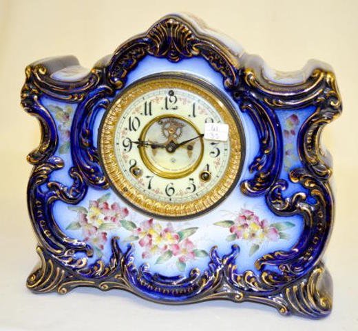 Ansonia “Ossipee” Cobalt Blue China Clock
