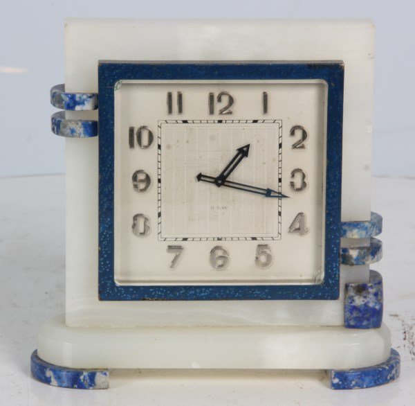 2 Tone Deco Onyx Desk Clock