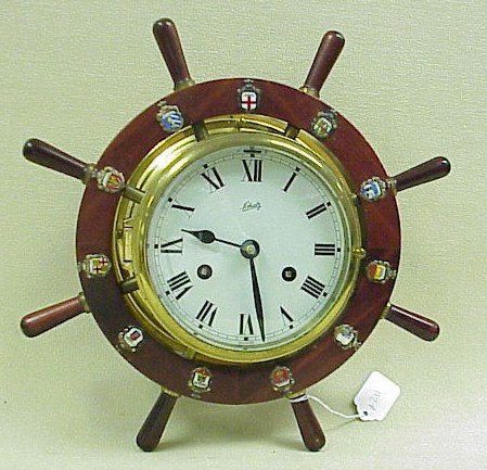 Schatz, German Ships Bell Clock w/ Country Emblems