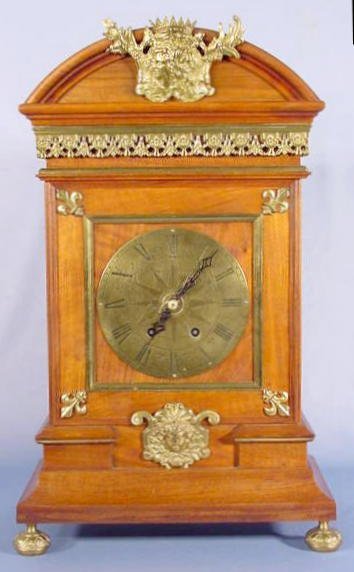 French Mahogany and Bronze Mantle Clock