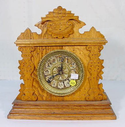 Ingraham Oak Front Shelf Clock