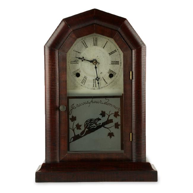 Hamilton Clock Co. Curly Maple & Beaver-Etched Mantel