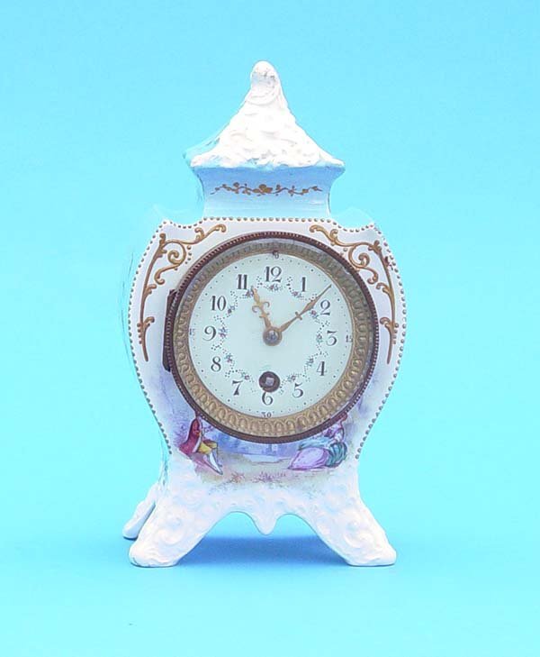 French Painted Porcelain Mantel Clock