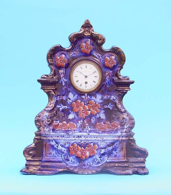 Large Cobalt Blue Porcelain Mantel Clock
