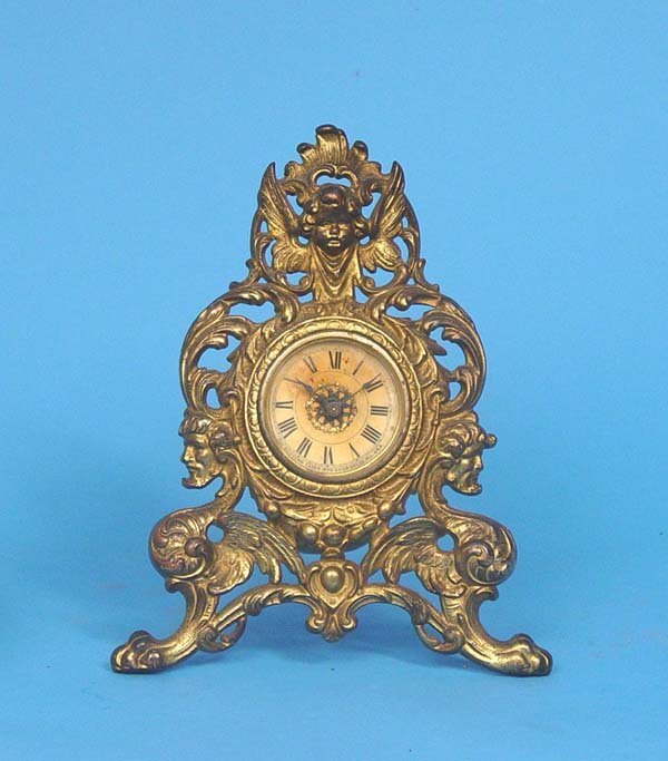Victorian Style Gilt Metal Mantel Clock