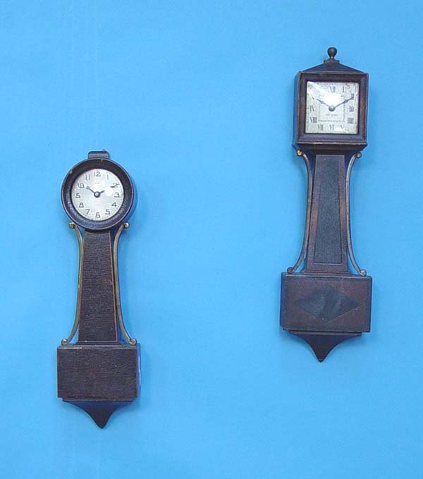 Two New Haven Miniature Banjo Clocks