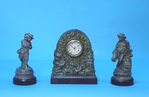 Unusual American Mantel Clock Set