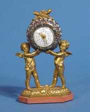 Small Putti & Champleve Novelty Mantel Clock