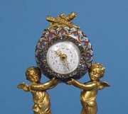 Small Putti & Champleve Novelty Mantel Clock