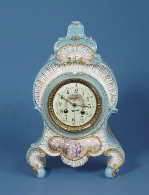 Serves Blue And White Porcelain Mantel Clock