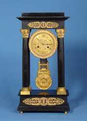 Black Marble Portico Mantel Clock