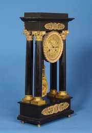 Black Marble Portico Mantel Clock