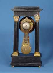 Black Marble Portico Mantel Clock