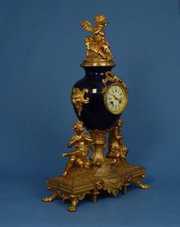 Large Ormolu & Cobalt Porcelain Table Clock