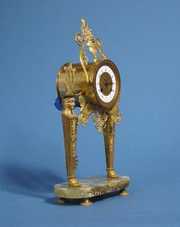 Green Onyx & Brass Portico Mantel Clock