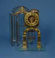 Unusual Skeleton Clock & Beveled Glass Dome