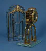 Unusual Skeleton Clock & Beveled Glass Dome