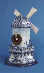 Japy Freres Blue Delft Windmill Mantel Clock