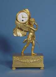 Early Dore Bronze Winged Figure Clock