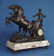 Large Roman Chariot Figural Mantel Clock